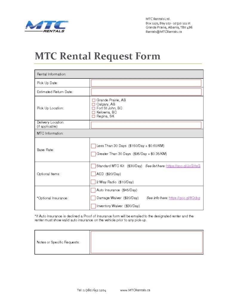 Rental Request Form Fillable Pdf Mtc Rentals